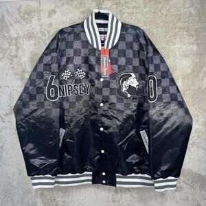 NWT Headgear Classics Nipsey Hussle “The Boogie” Black Satin Bomber Jacket SLD